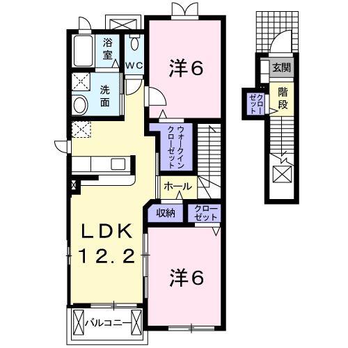 プラティ・コドンII(2LDK/2階)の間取り写真