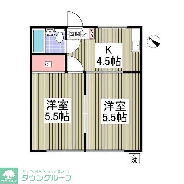 サンホーム岩槻(2DK/1階)の間取り写真