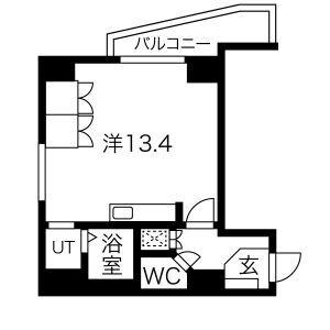 アンフィニX(ワンルーム/2階)の間取り写真