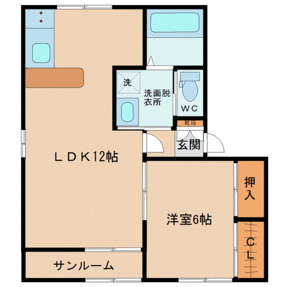 スマートFUJI(1LDK/2階)の間取り写真