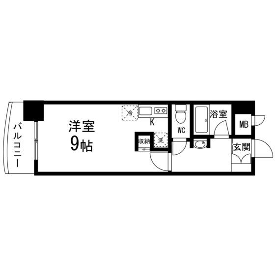 ロイヤルパーク五橋(ワンルーム/2階)の間取り写真
