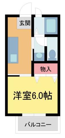 東ハイツ宝塚(1K/2階)の間取り写真