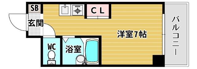 LAKIAMAISON弁天町(1K/4階)の間取り写真