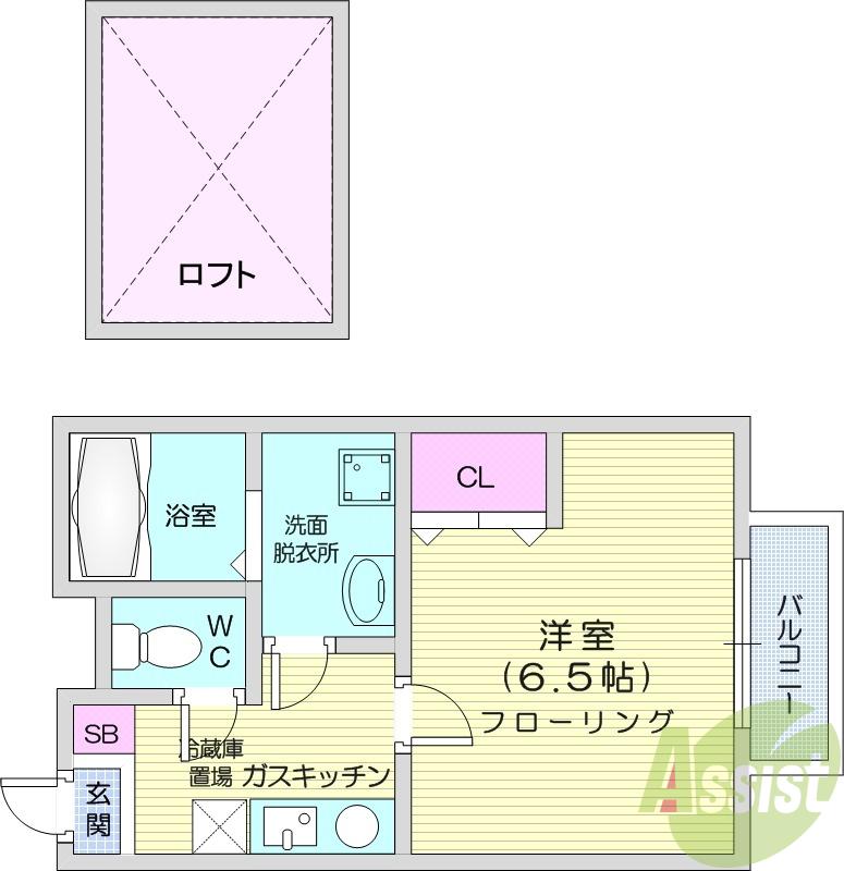 クレアフォーチュン新田(1K/1階)の間取り写真