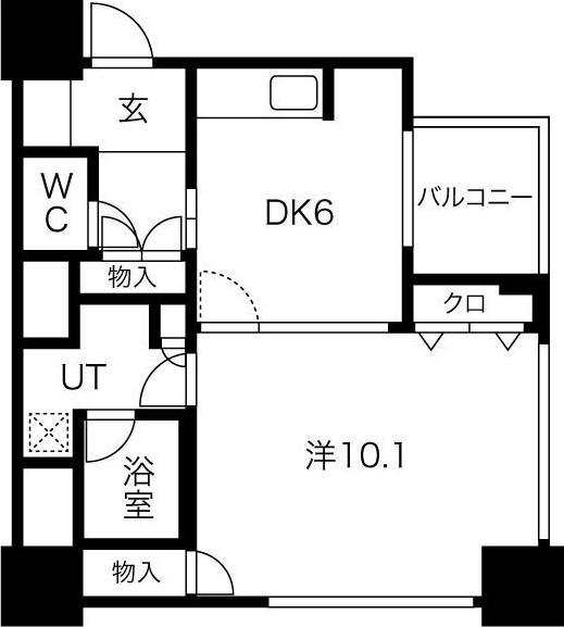 アルグラッドザ・タワー心斎橋(1DK/9階)の間取り写真