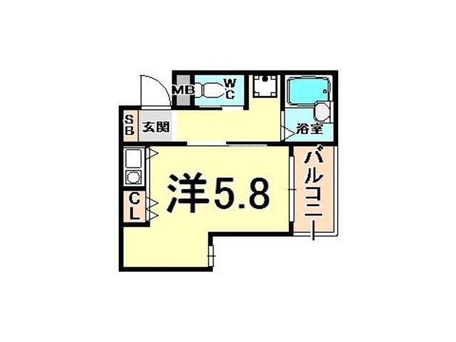 ロングアイランド尼崎(ワンルーム/2階)の間取り写真