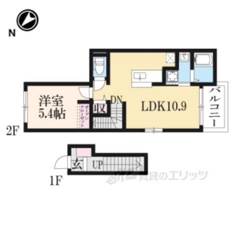 ラ・ルーチェ米原Ⅰ(1LDK/2階)の間取り写真