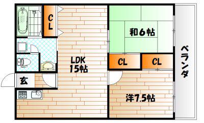エーコービル(3DK/4階)の間取り写真