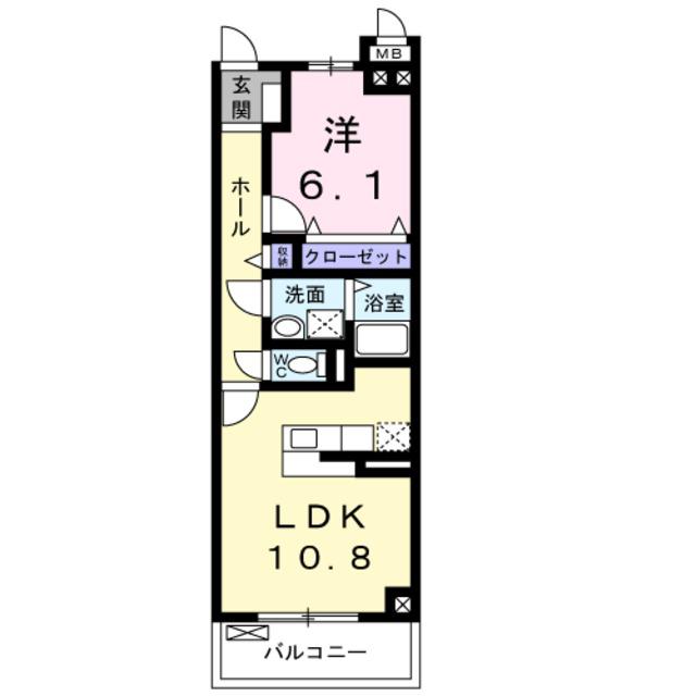 アクアパレス(1LDK/4階)の間取り写真
