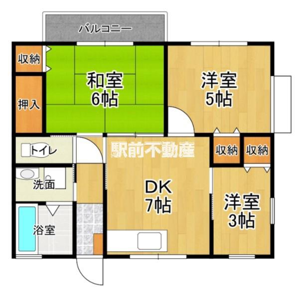 サニーハイツ草木EEST(3DK/2階)の間取り写真