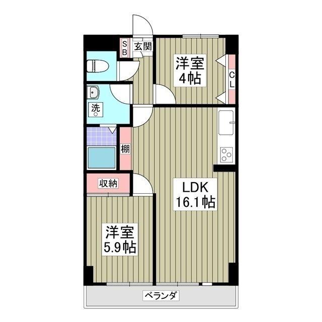 リブレス坂戸関間(2LDK/3階)の間取り写真