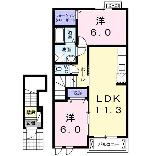 グラース(2LDK/2階)の間取り写真