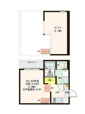 シャイン光丘町(1K/2階)の間取り写真