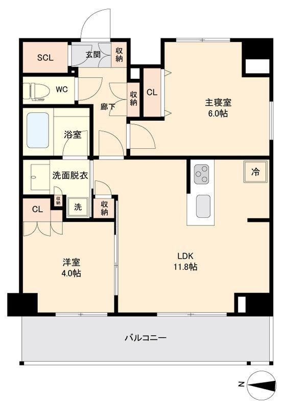 KI-LIGHT KINSHICHO(2LDK/5階)の間取り写真