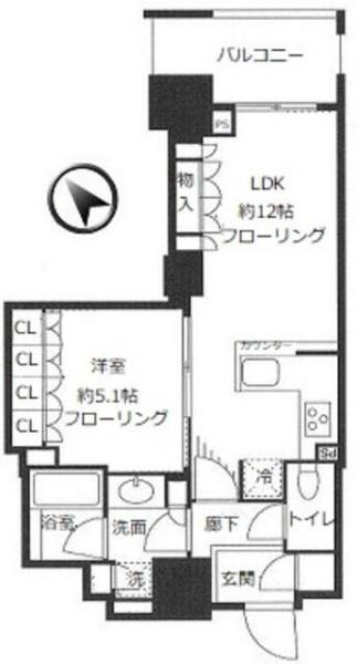 パークホームズ横濱関内(1LDK/8階)の間取り写真