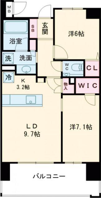 ランドアーク島瀬(2LDK/17階)の間取り写真