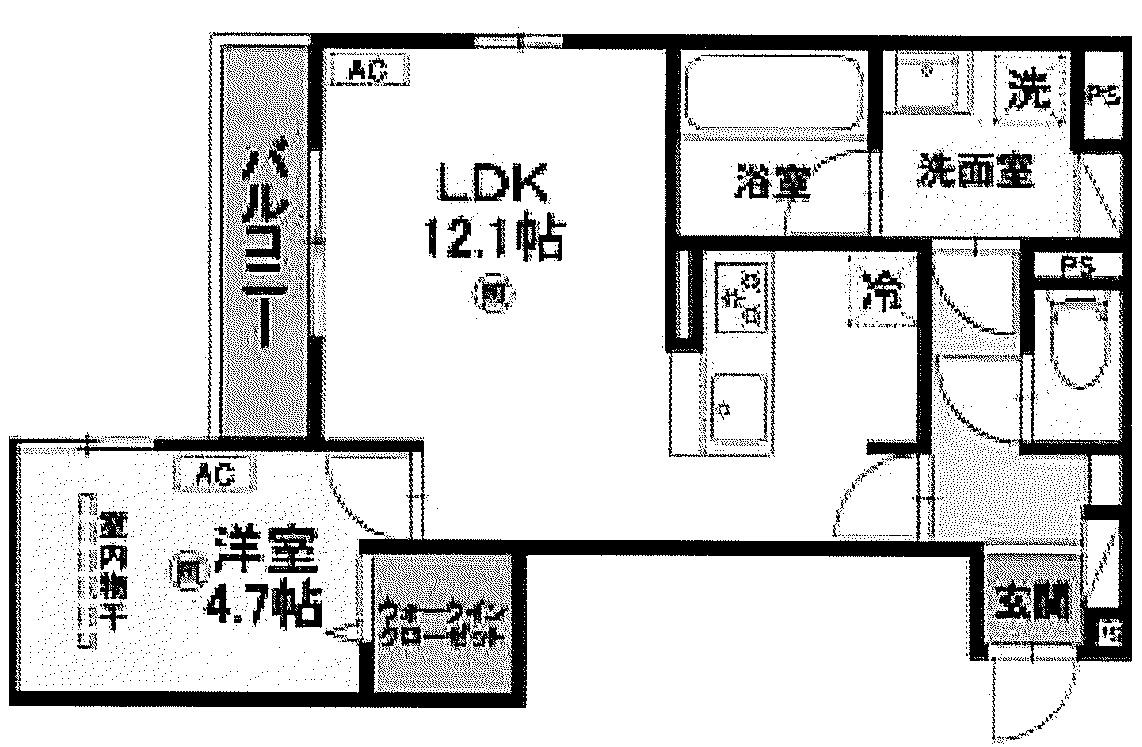 トリシア千躰(1LDK/2階)の間取り写真