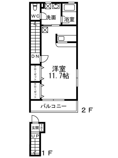 フジパレスフォンターナI番館(ワンルーム/2階)の間取り写真