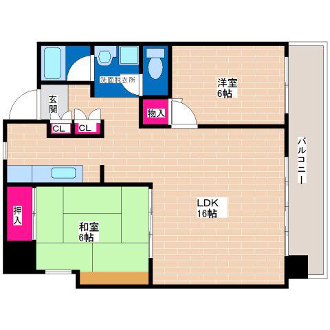 清川6番館(2LDK/6階)の間取り写真
