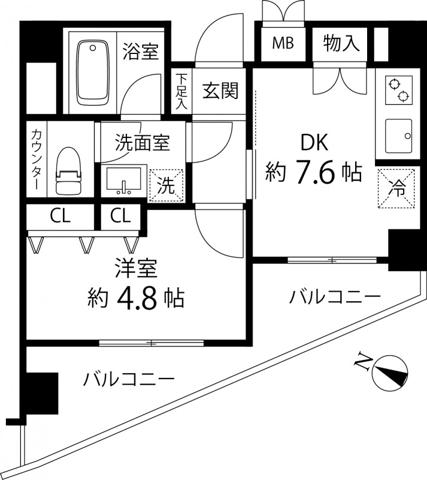 グレイスコート志村三丁目(1DK/6階)の間取り写真