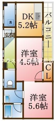 メビウス駒ヶ林レジデンス(2DK/2階)の間取り写真