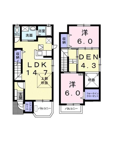 カルフールS(3LDK/1階)の間取り写真