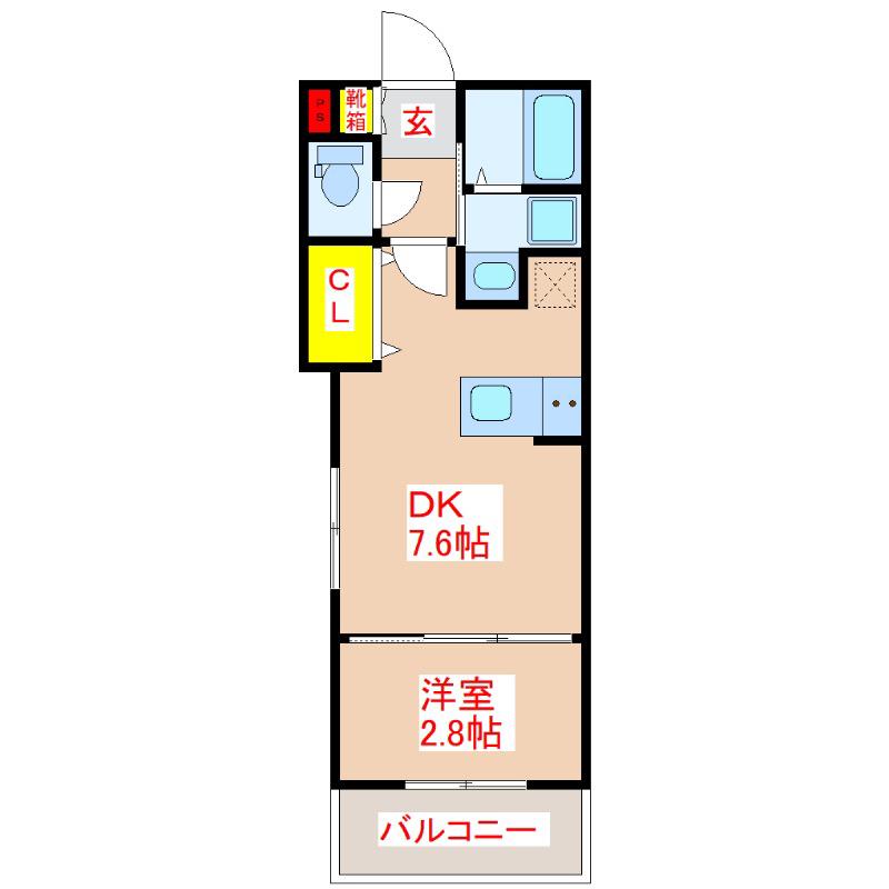 ESPETAR NAGATA(1DK/2階)の間取り写真