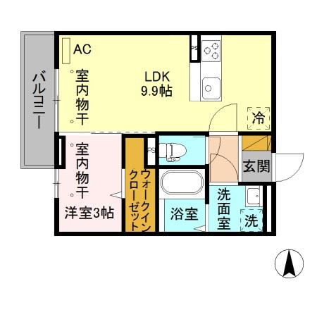 サニーガーデン(1LDK/2階)の間取り写真