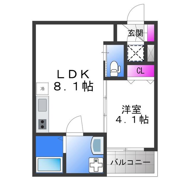 ローズガーデン矢田(1LDK/1階)の間取り写真