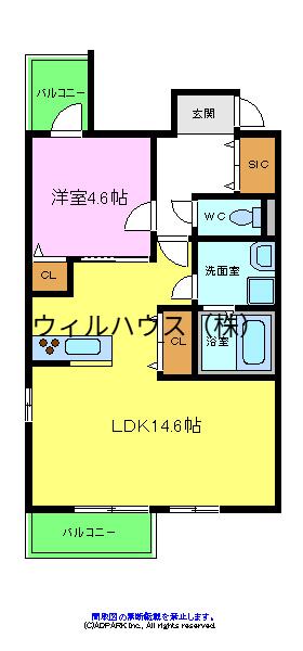 シャイロ205堺東(1LDK/3階)の間取り写真