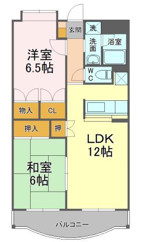 グランシャリオF(2LDK/3階)の間取り写真