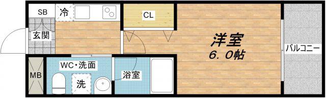 東小橋II番館(1K/3階)の間取り写真
