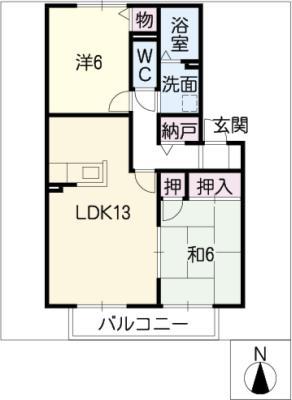 セレーネ桜井(2LDK/1階)の間取り写真