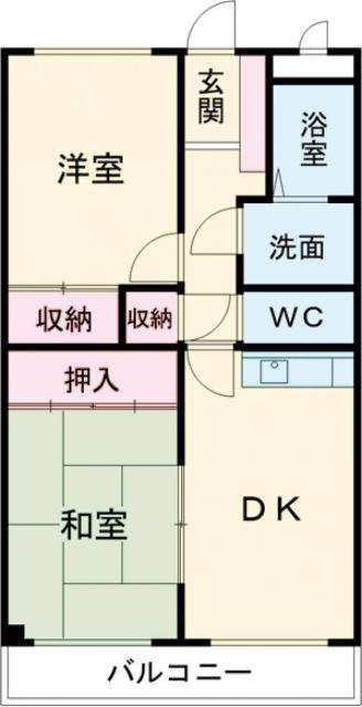 マンションウメノ(2DK/3階)の間取り写真