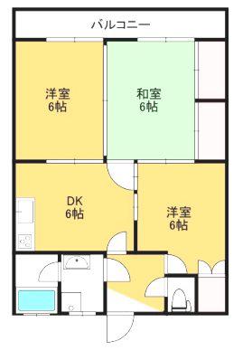 レジデンス竪林(3DK/2階)の間取り写真