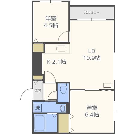 ブランシャール栄通FOREST(2LDK/3階)の間取り写真