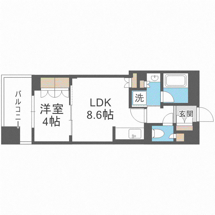 パークリュクス札幌大通公園(1LDK/4階)の間取り写真