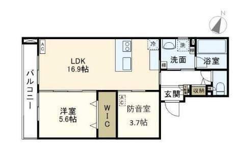 ポルテいちか(1SLDK/2階)の間取り写真