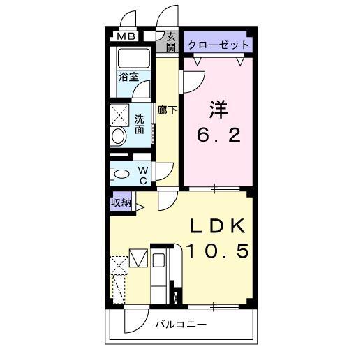 ウインドベル(1LDK/2階)の間取り写真