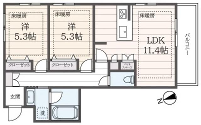 LUPINUS(2LDK/3階)の間取り写真