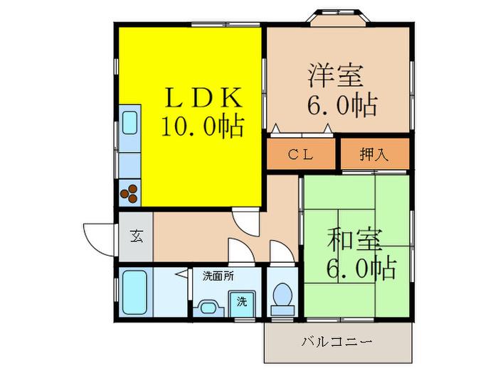 Nコーポ(2LDK/1階)の間取り写真