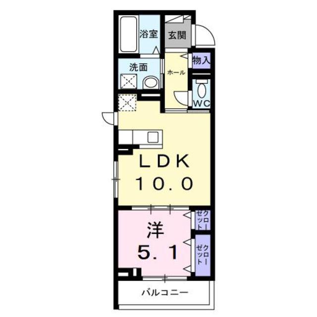 ハイドレンジア くずは(1LDK/2階)の間取り写真