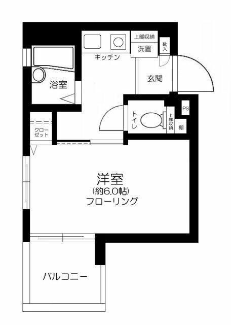ロワール島津山南(1K/6階)の間取り写真