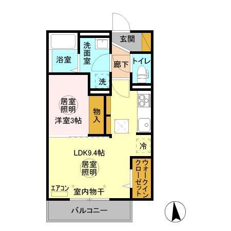 フォレストメゾン堀割(1LDK/1階)の間取り写真