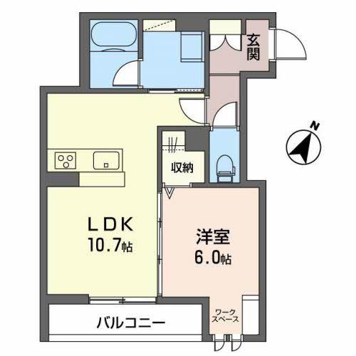 REORIENT KAKAMINO(1LDK/3階)の間取り写真