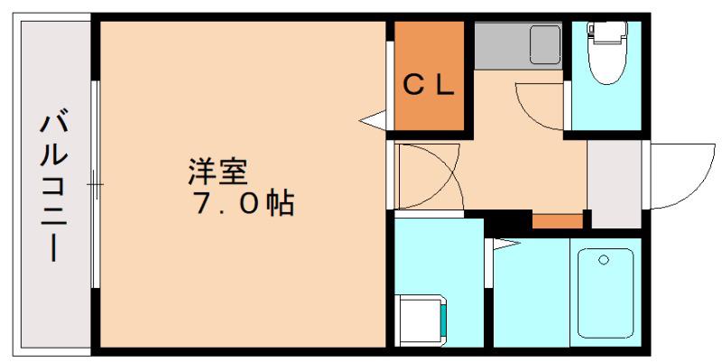 ピュアドーム館姪浜A棟(1K/2階)の間取り写真