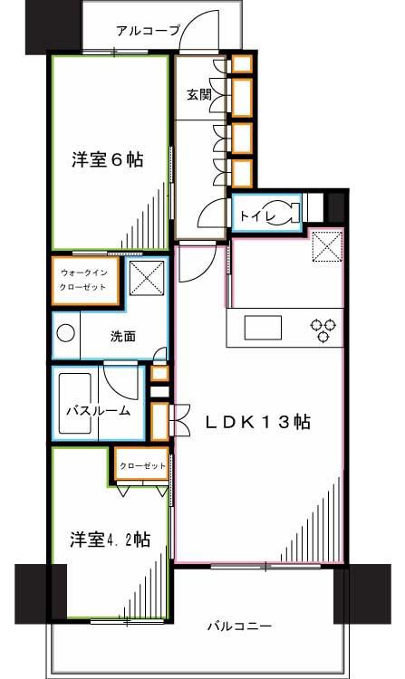 レジデンシャル東中野(2LDK/8階)の間取り写真