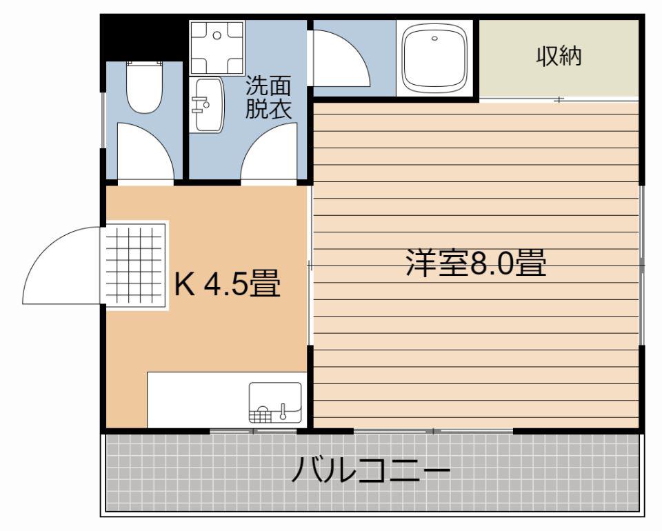 パレス鴨池(1K/4階)の間取り写真