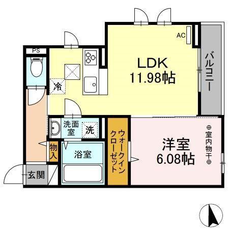 ルミエール富士見(1LDK/1階)の間取り写真