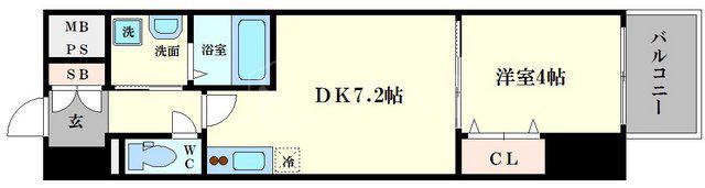 LC本町東II(1DK/4階)の間取り写真